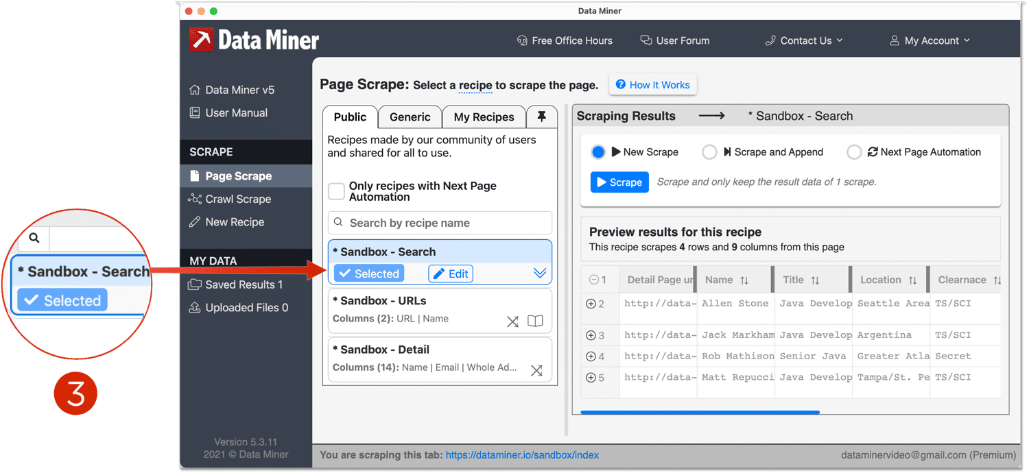 How to scrape data from a single webpage Data Miner